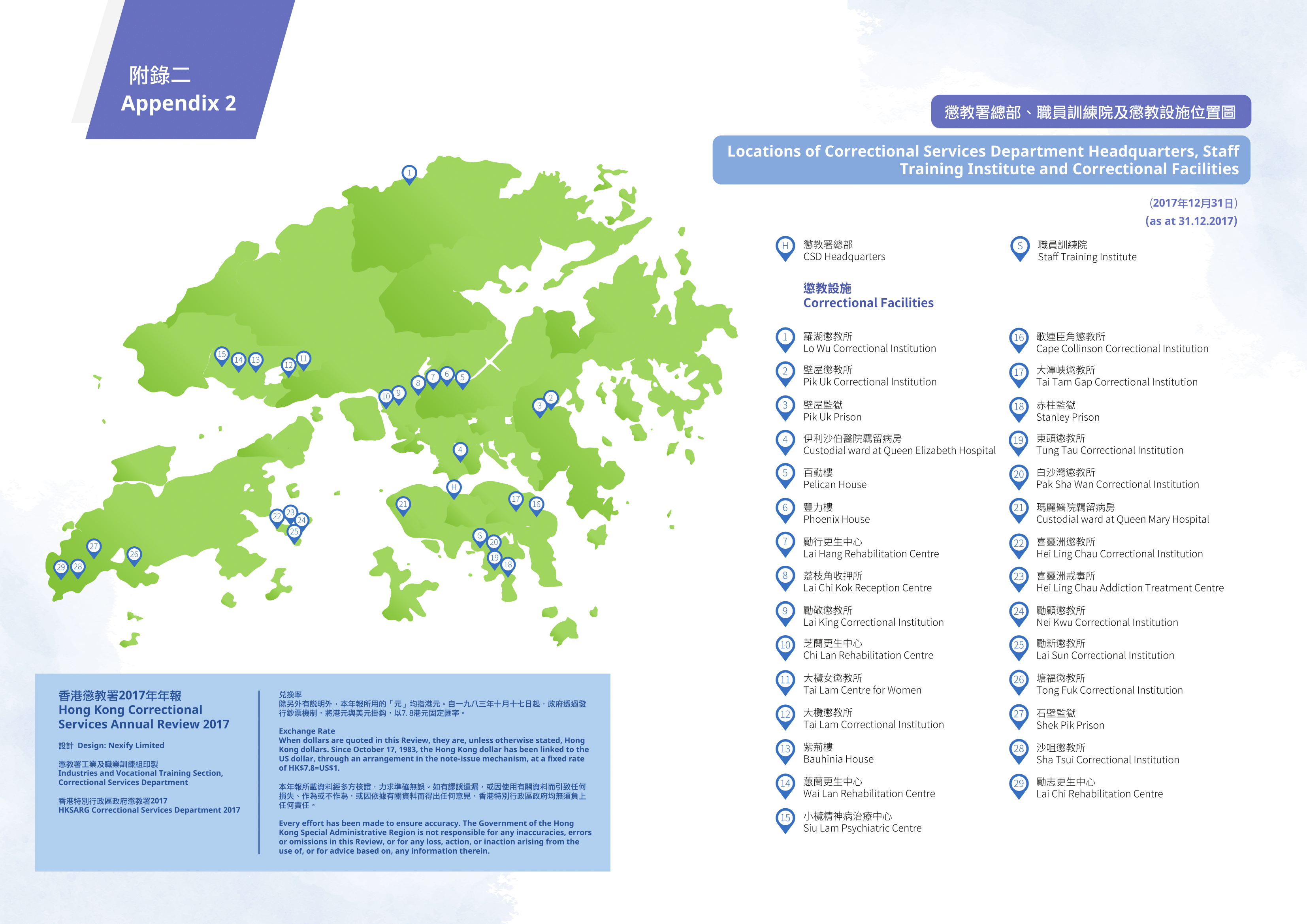 附錄二 懲教署總部、職員訓練院及懲教設施位置圖 (2017年12月31日) 附錄二 懲教署總部、職員訓練院及懲教設施位置圖 (2017年12月31日)